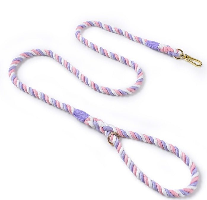 Beautiful Colourful 5ft Cotton Rope Dog Lead - Happy Paws and Claws
